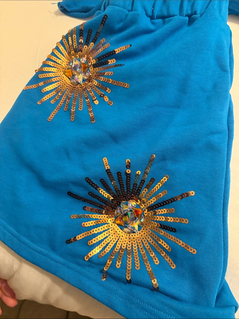 QUEEN OF SPARKLES Blue Two-Piece Sequin Sunburst Set - Picture 5 of 6